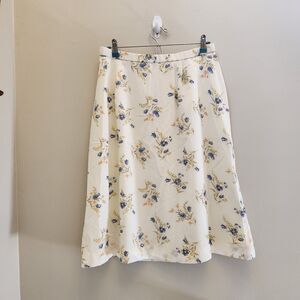 Vtg Cream Dainty Floral Pendleton Maxi Skirt Womens Sz 14 Cottage Prarie Peasant